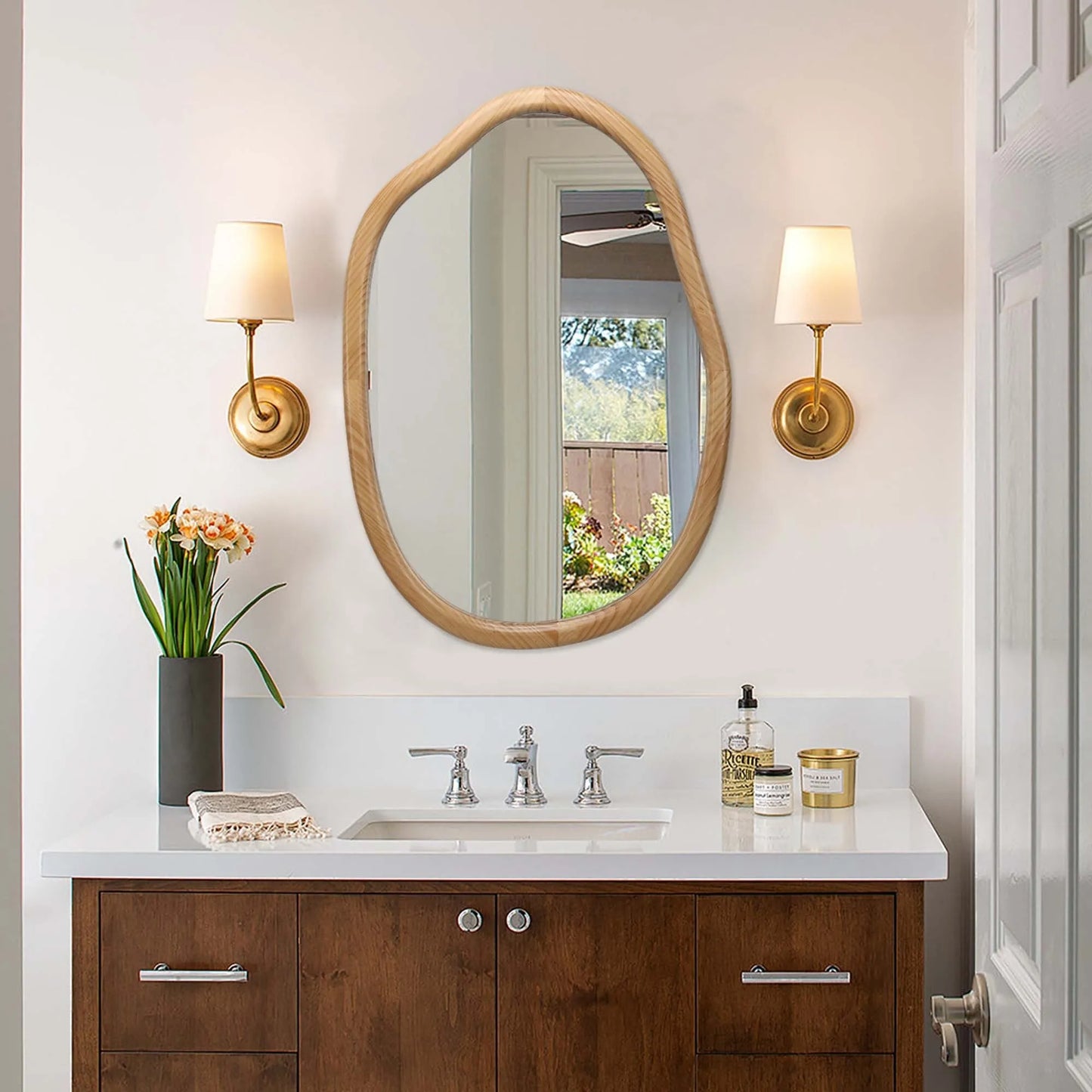 Irregular Wall Mirror Decorative, Asymmetrical Mirror for Wall Decor, Wavy Accent Mirrors for Living Room Bathroom Bedroom Entryway, Abstract – view 4