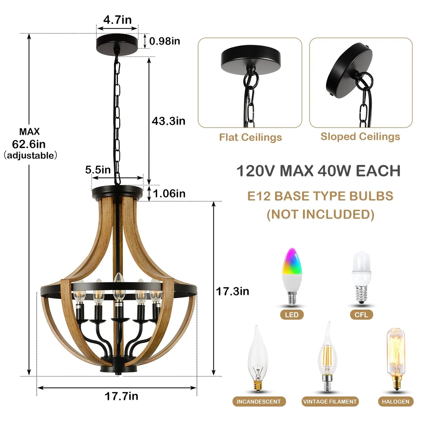 5-Light Modern Chandeliers – view 4