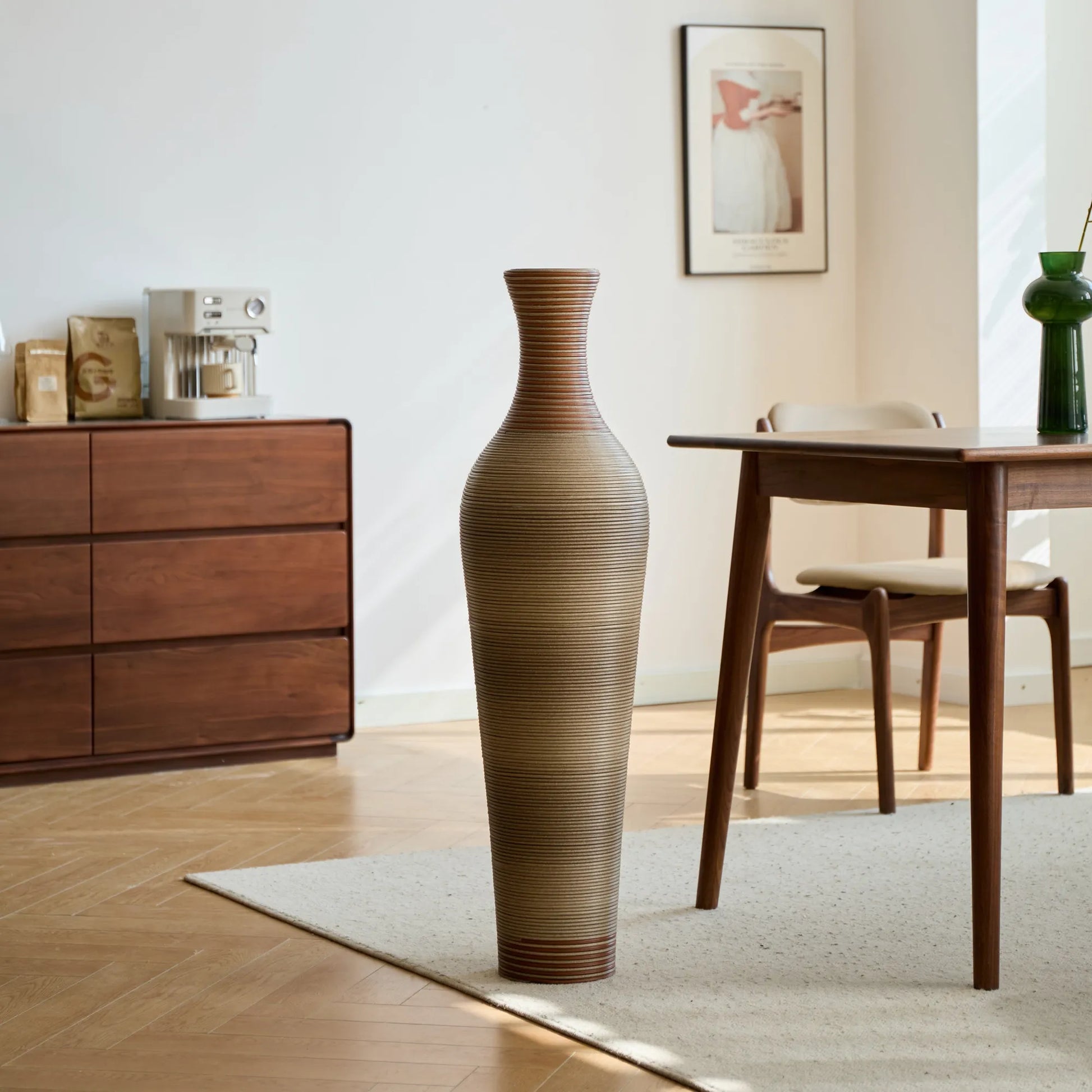 39-Inch-Tall Vase, Brown Decorative Floor Vase, Classic Neat Floor Vase Tall Freestanding Flower Holder, Artificial Rattan Vase, PVC Floor Vase – view 4