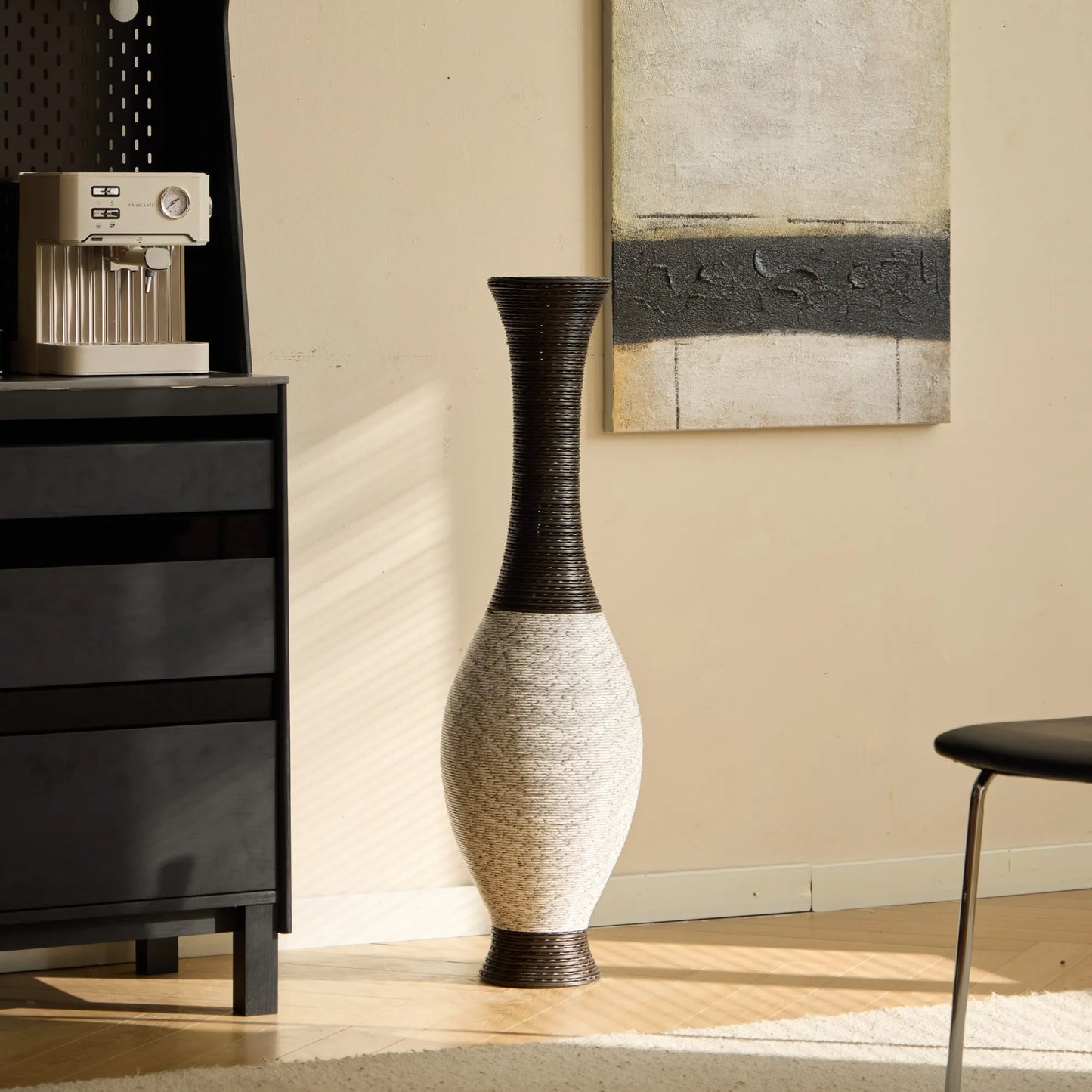 39-Inch Tall Designer Floor Vase – Artificial Rattan with Elegant Two-Tone Dark Brown Finish – Decorative Accent for Living Room, Bedroom, or Entryway – view 4