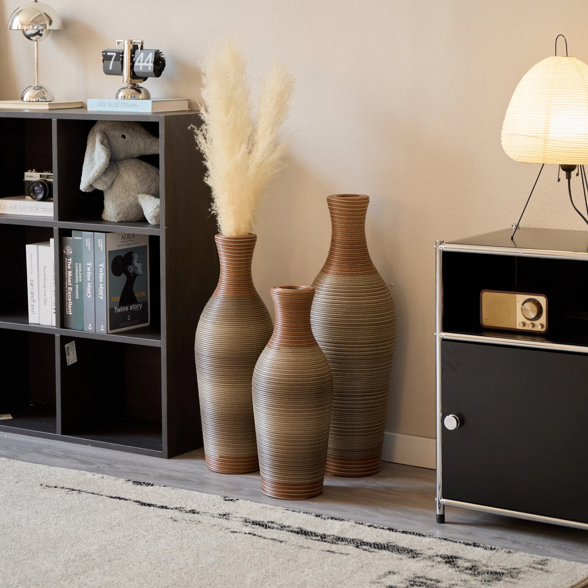 Desktop Vase, Brown Decorative Floor Vase, Classic and Neat Floor Vase, High Independent Flower Stand, Artificial Vine Vase, PVC Floor Vase, Home – view 4