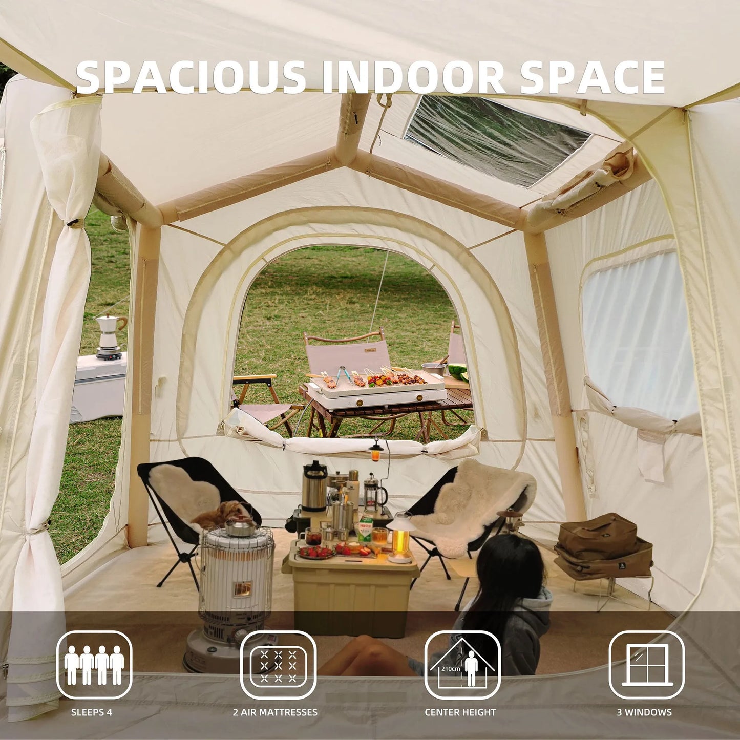 Inflatable Tents for Camping,suv tent , Easy Setup InflatableTent 4 Season Tent, Waterproof Oxford Air Glamping Tents for Camping Adult 4/6/8 Person – view 4