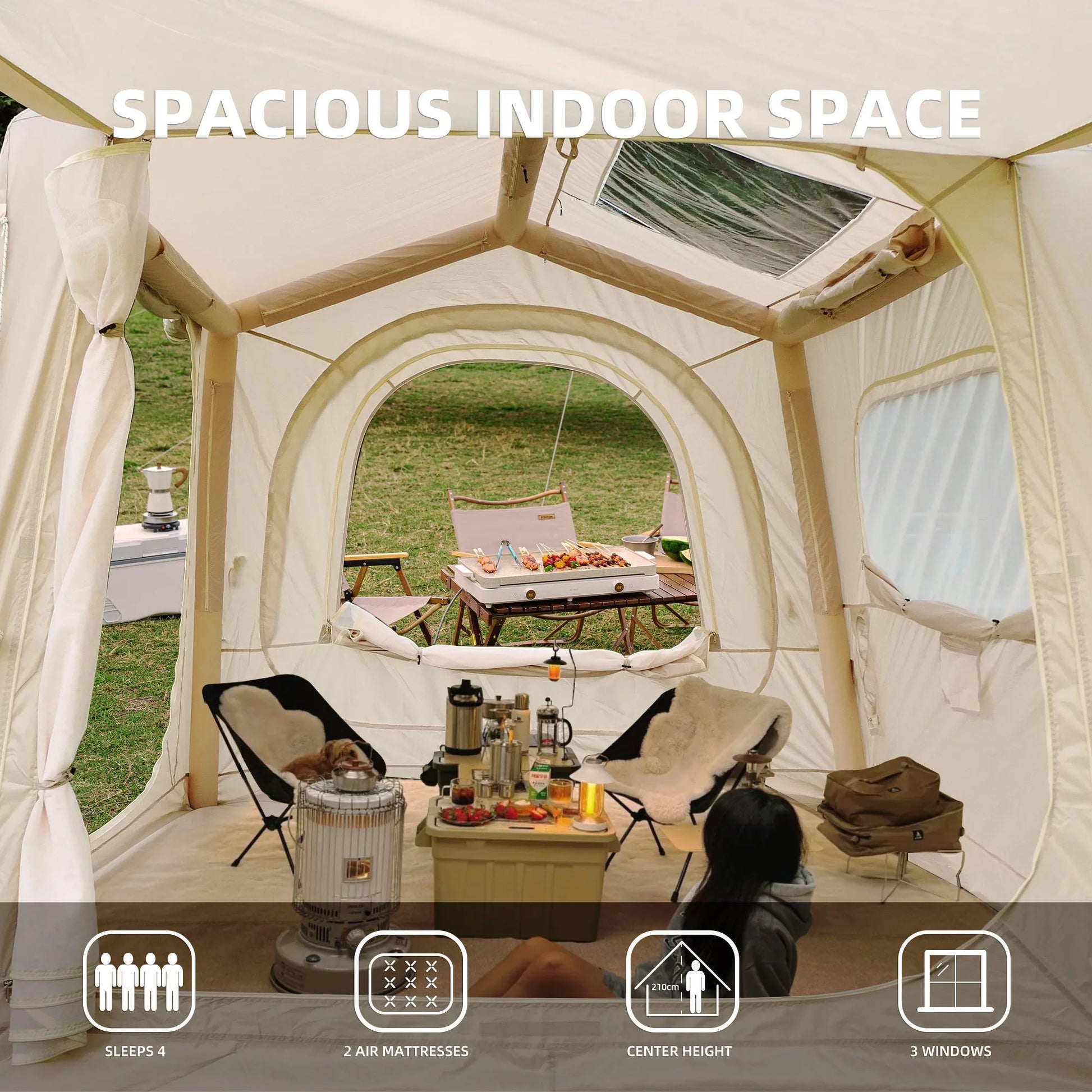 Inflatable Tents for Camping,suv tent , Easy Setup InflatableTent 4 Season Tent, Waterproof Oxford Air Glamping Tents for Camping Adult 4/6/8 Person – view 4