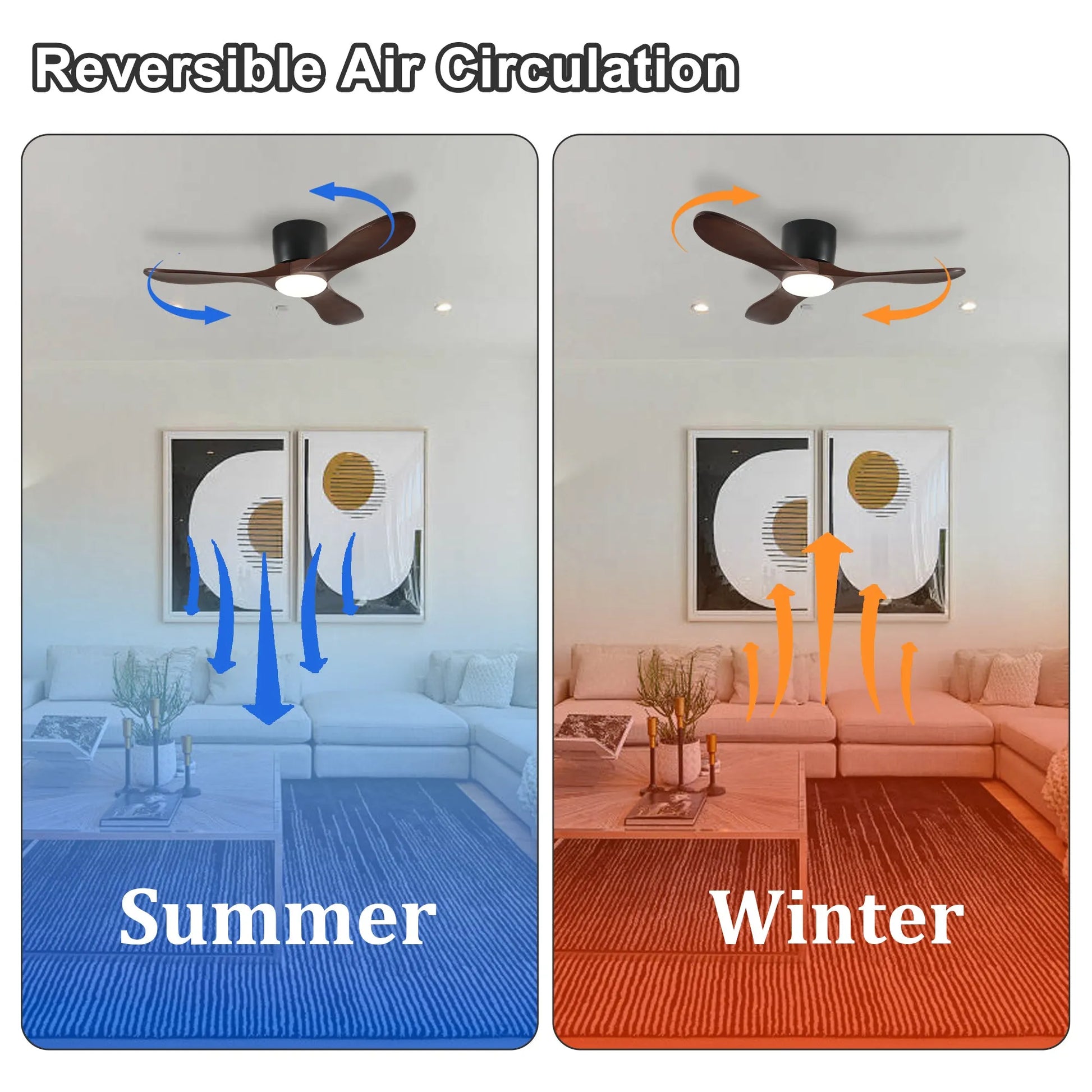42-inch Ceiling Fan with Light, 3 Dark Walnut Wood Blades, Remote Control, Reversible DC Motor for Living Room – view 4