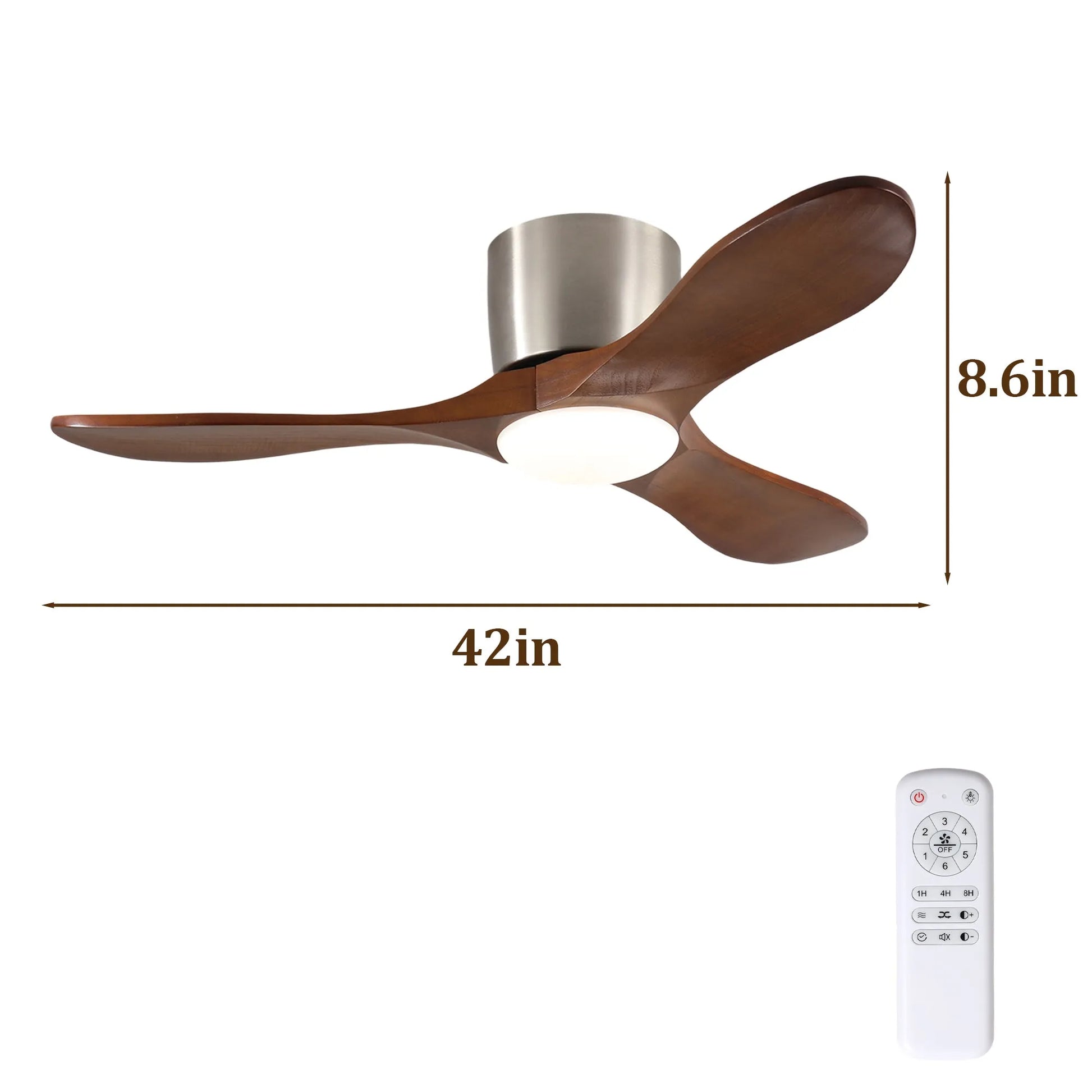 42-inch Ceiling Fan with Light, 3 Light Walnut Wood Blades, Remote Control, Reversible DC Motor for Living Room – view 4