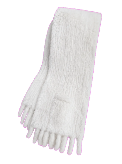 White genuine rabbit fur double-sided pocket shawl isolated on a transparent background