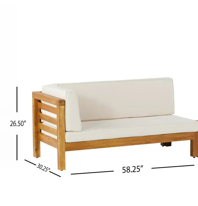 OUTDOOR WOODEN SECTIONAL SET WITH CUSHIONS, BEIGE – view 5