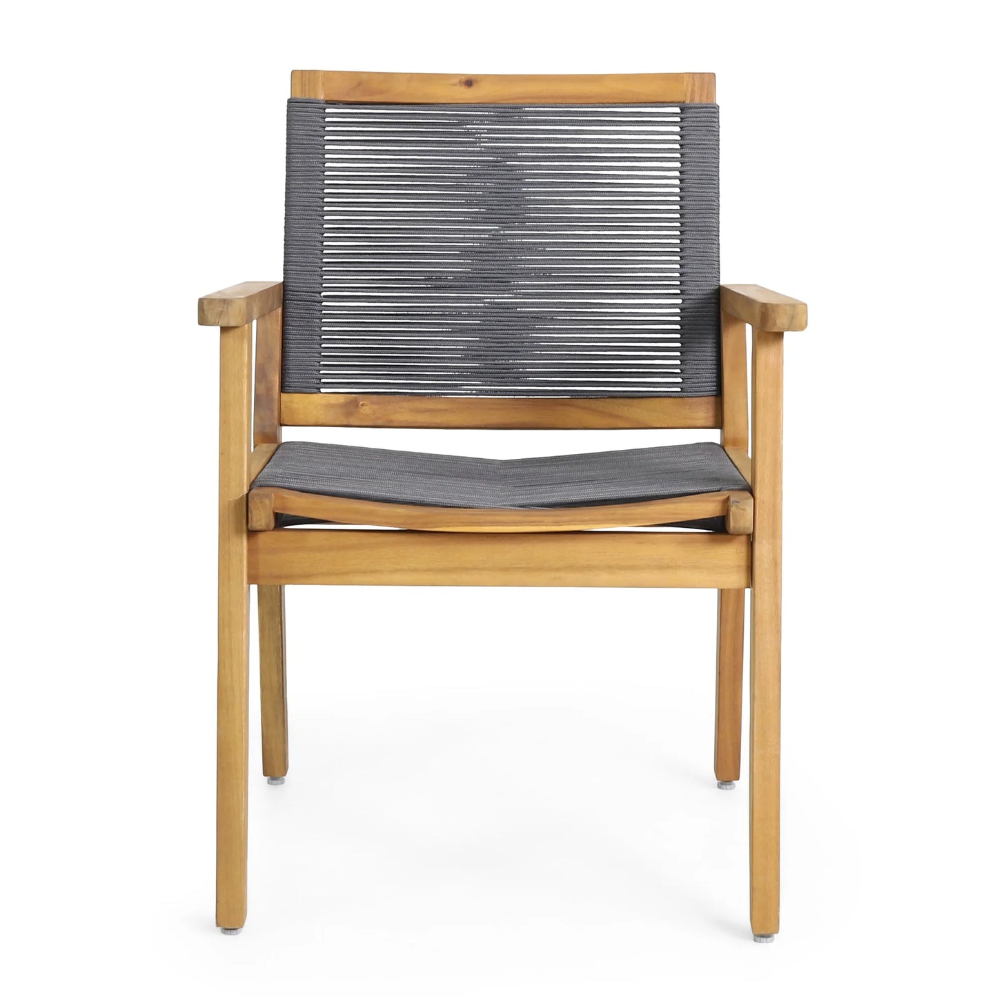 Outdoor Dining Chair Set of 2, Dark Grey Rope, Acacia Wood Frame – view 5