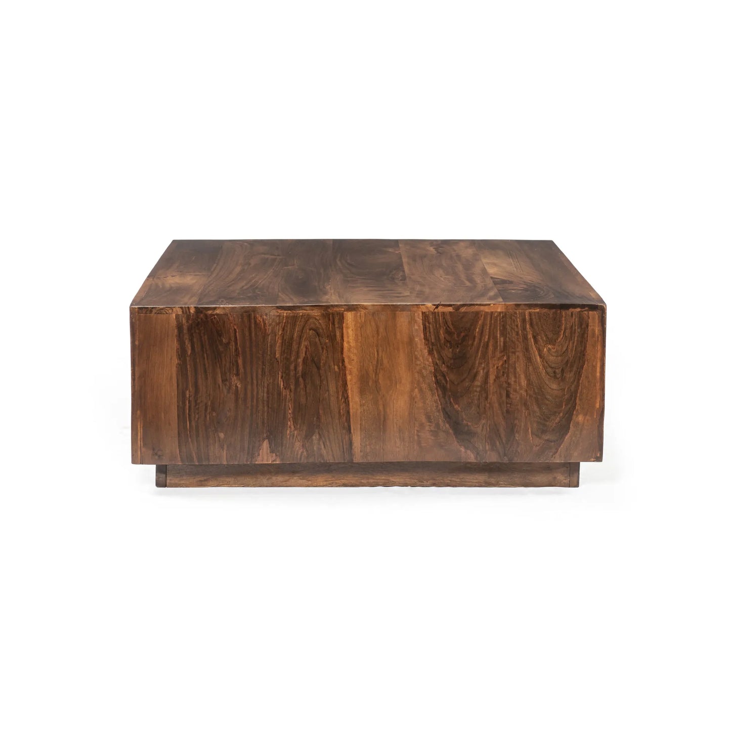 Low Profile Premium Solid Wood Coffee Table in Brown with Natural Wood Finish, 14.96 x 37.40 x 37.40 inches – view 5