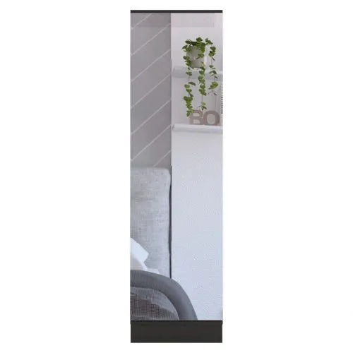 Xl Shoe Rack, Mirror, Five Interior Shelves, Single Door Cabinet -Black – view 5