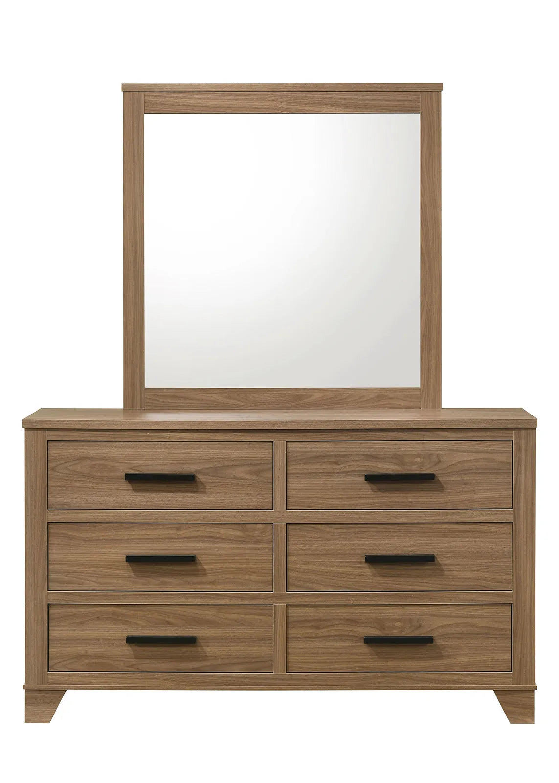 Walnut / Chestnut 3pc Set Queen Size Bed Dresser And Mirror Panel HB Bedroom Furniture Wooden Transitional – view 5