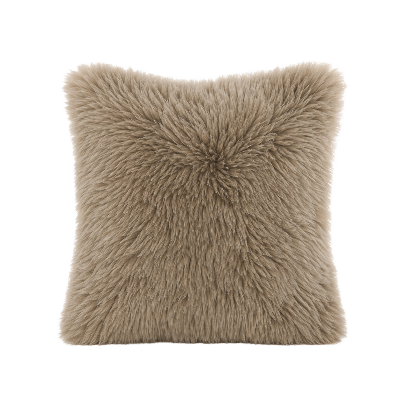 Mushroom Taupe genuine Australian wool pillow on transparent background