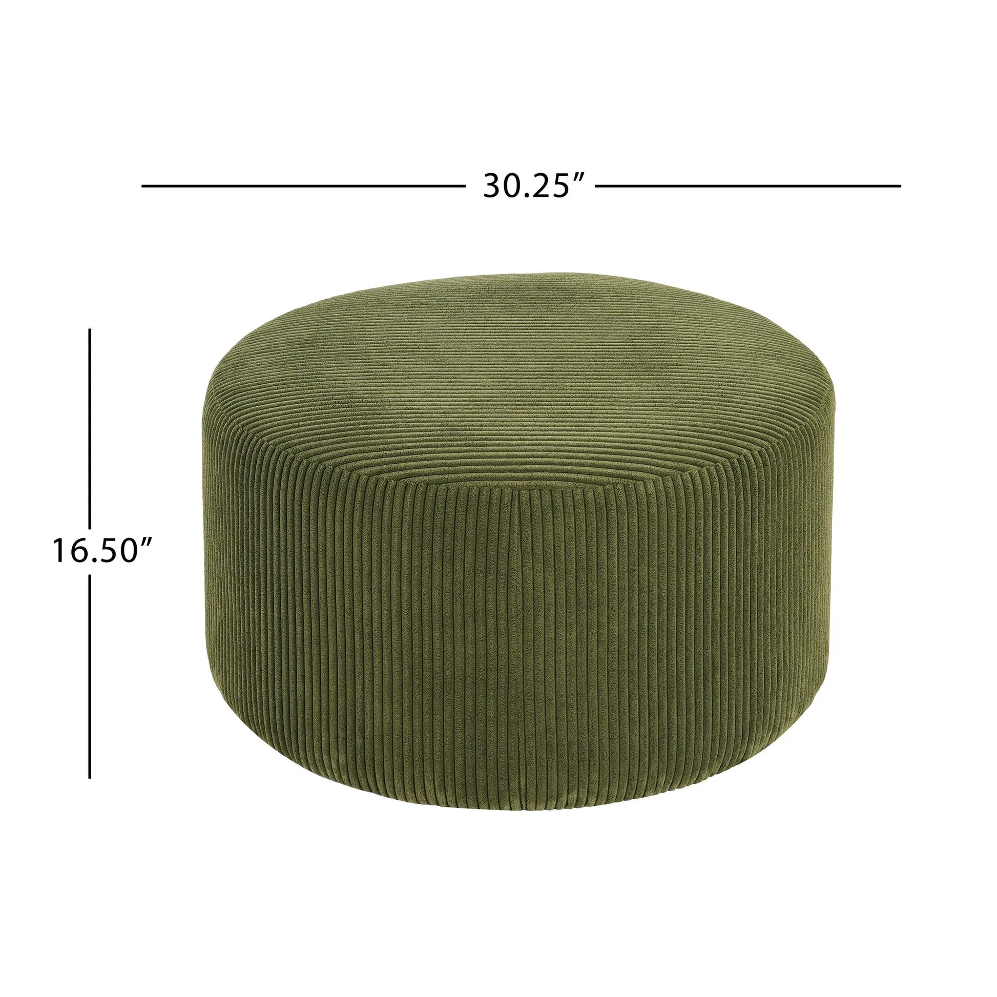 Upholstered Round Ottoman,Olive Green,Corduroy – view 5
