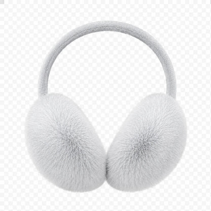 Silver Gray genuine Rex rabbit fur earmuffs, front product view