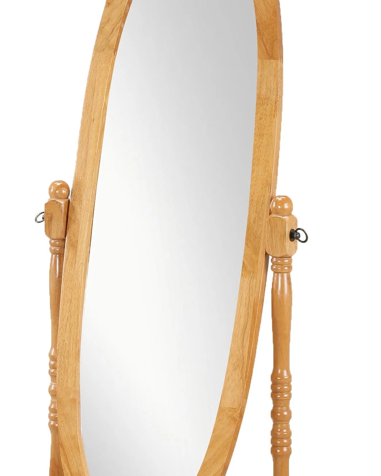Traditional Queen Anna Style Wood Floor Cheval Mirror, Oak Finish – view 5