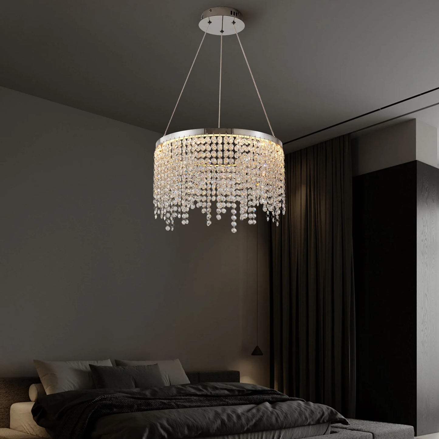 16-inch Luxury Crystal LED Chandelier - Adjustable Height and Color Temperature (3000K-6000K) - Modern Chandelier for Living Room, Dining Room and – view 5