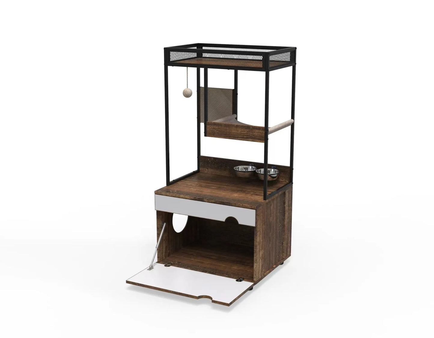 Cat Litter Box Enclosures with Cat Tree Tower, Cat Furniture ,Cat Cabinet – view 5