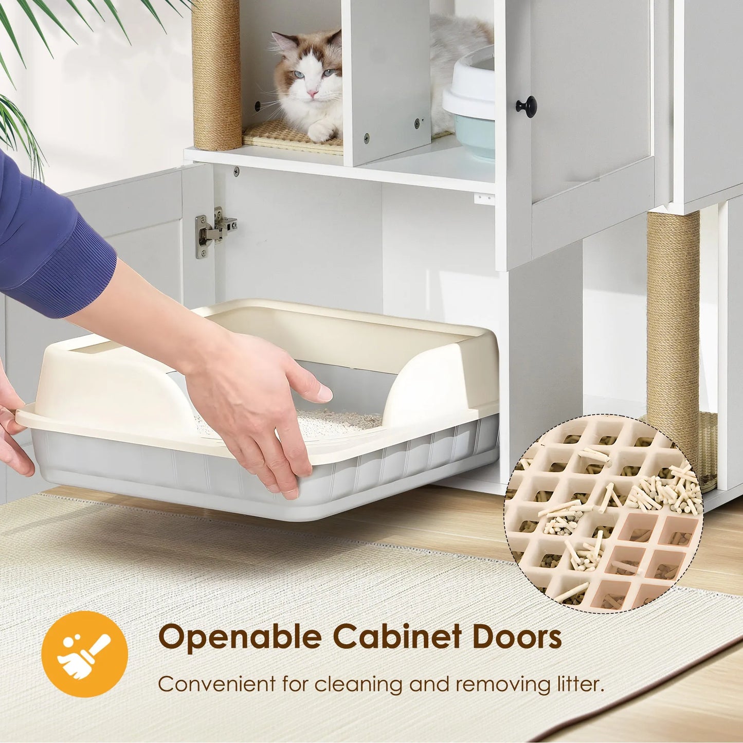 Double Cat Litter Box Enclouse,Cat Litter Box Enclosure for 2 Cats, Cat Litter Cabinet, Double Litter Box Enclosure with Shelve, Fit Most of Litter – view 5