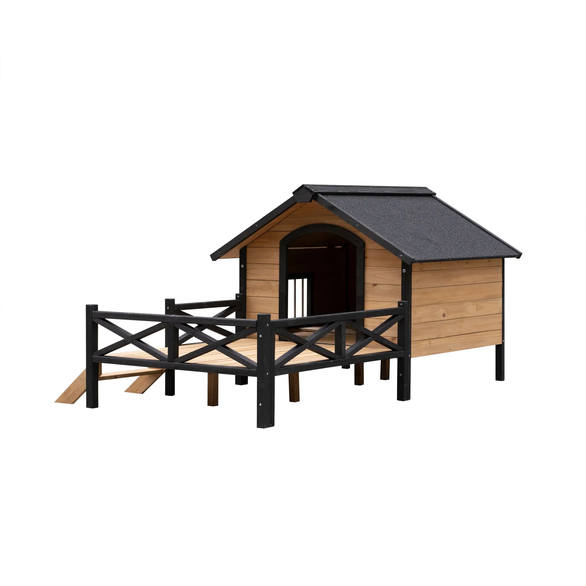 Outdoor Large Wooden Cabin House Style Wooden Dog Kennel with Porch – view 5