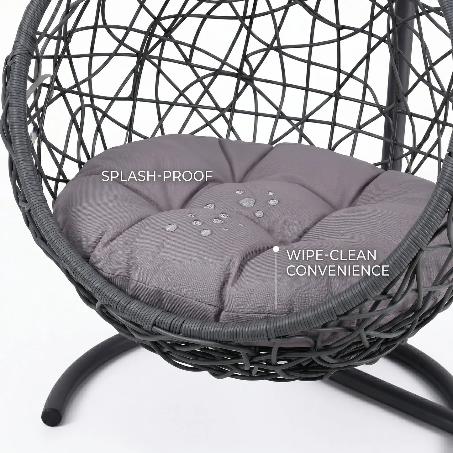 Cat Swing Bed with Stand & Cushion, Cat Egg Chair with Rattan Wicker Appearance, Indoor Hanging Swinging Cat Bed for Cats, Small Dogs, and Small – view 5
