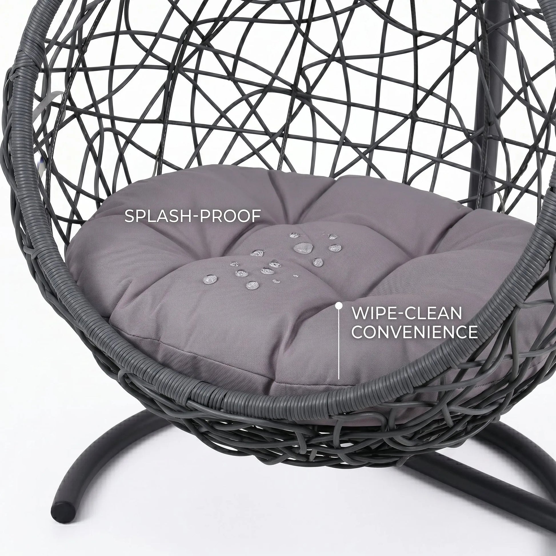 Cat Swing Bed with Stand & Cushion, Cat Egg Chair with Rattan Wicker Appearance, Indoor Hanging Swinging Cat Bed for Cats, Small Dogs, and Small – view 5