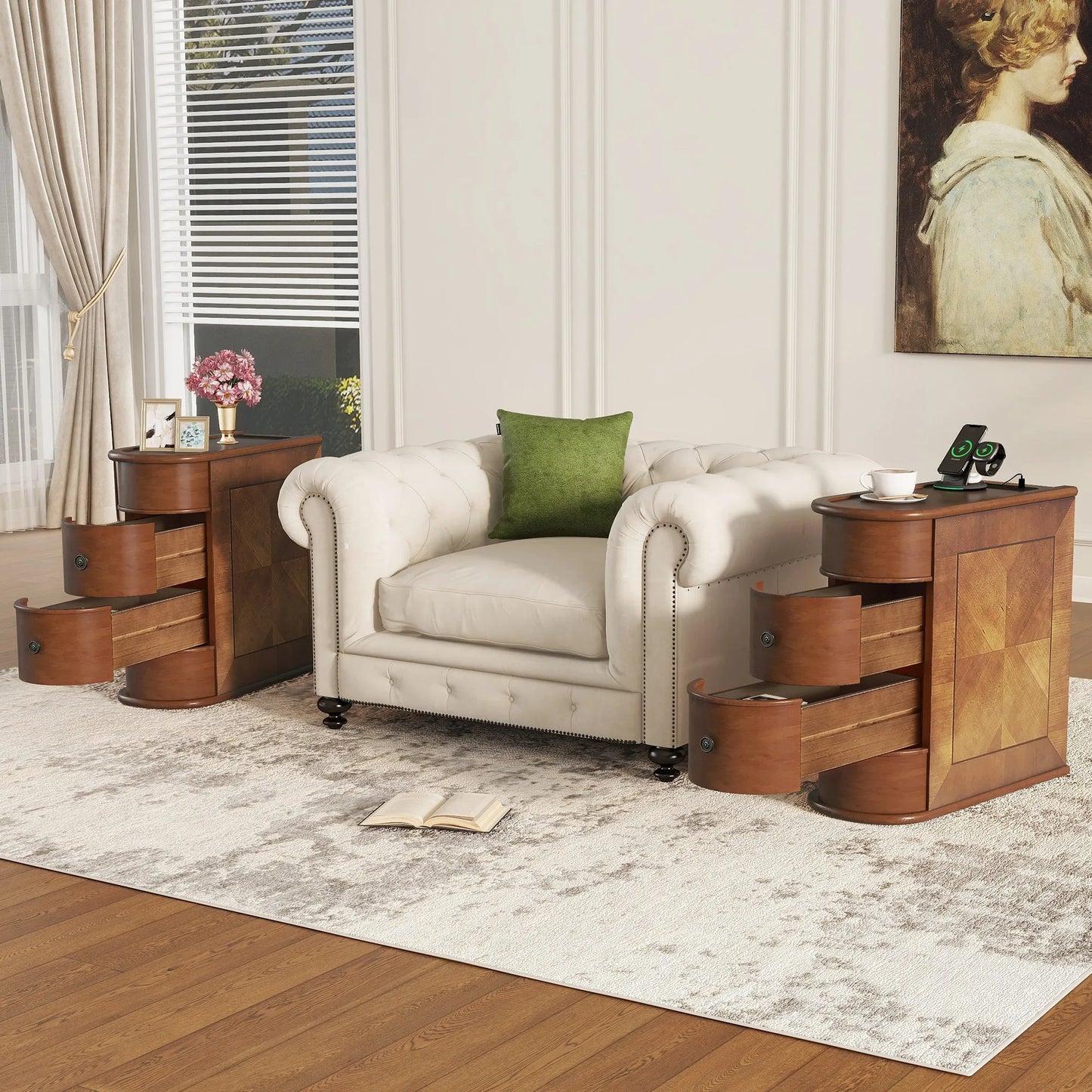 End Table with Charging Station,Sofa Side Table with Drawers, No Assembly Required(Expect Arrival Date 2025/4/16) – view 5