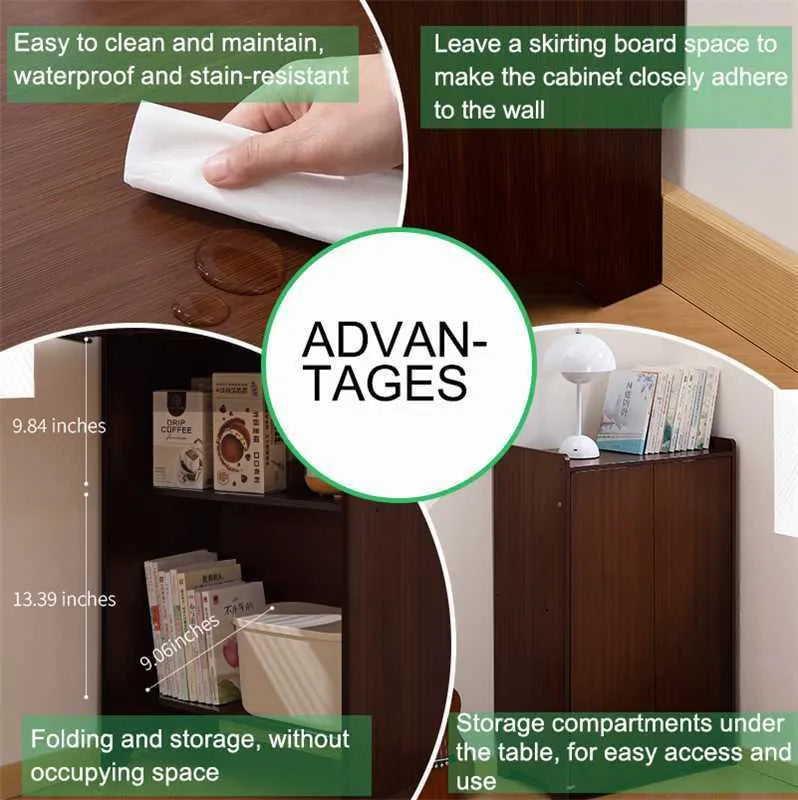 Bamboo Folding Desk, Foldable Desk for Small Space, Computer Desk with Hidden Storage, Mid Century Foldable Table for Home Office and Bedroom (Walnut – view 5