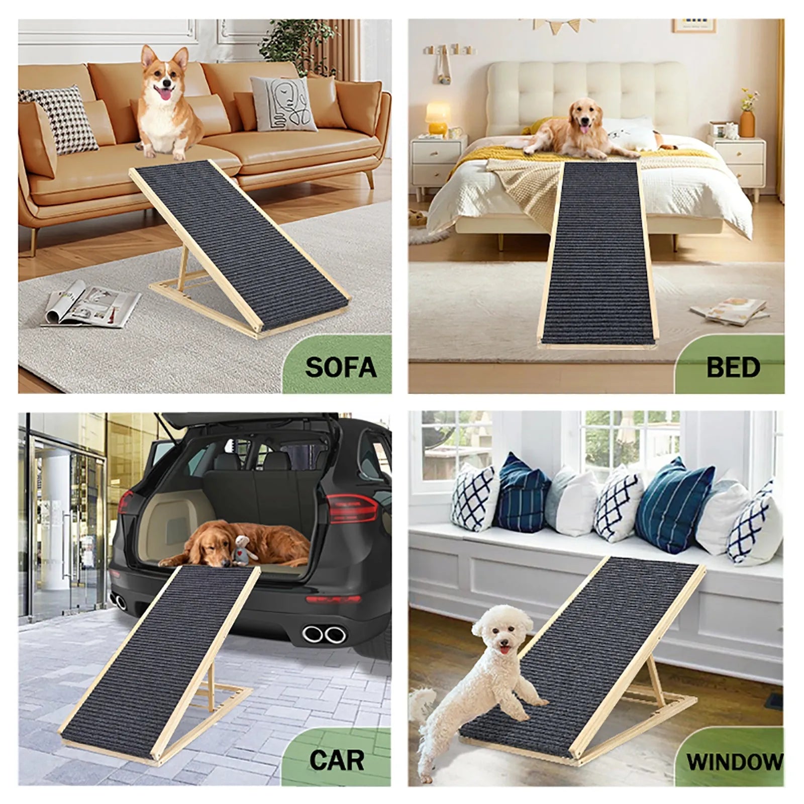 (UPGRADED) Dog Ramp for Bed, Extra Wide Excellent Traction, Pet Ramp for Small Dogs to Get on Couch Car, Non-Slip Rubber Surface, 16' Wide Hold up to – view 5