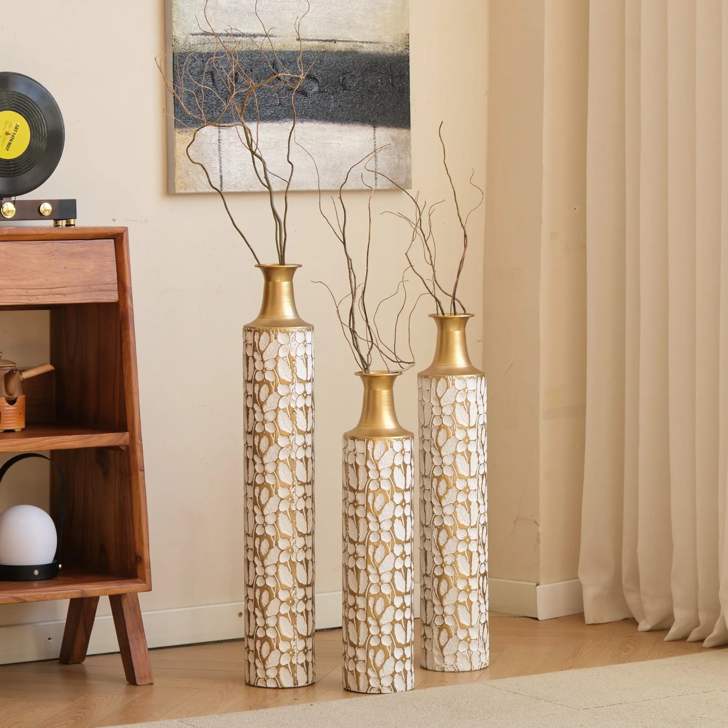 Floor Vases Gold Large Vases - 32/28/24-Inch Decorative High Vases Set of 3 for Home Décor Vintage Large Vases Representing Twigs, Twigs Dried – view 5