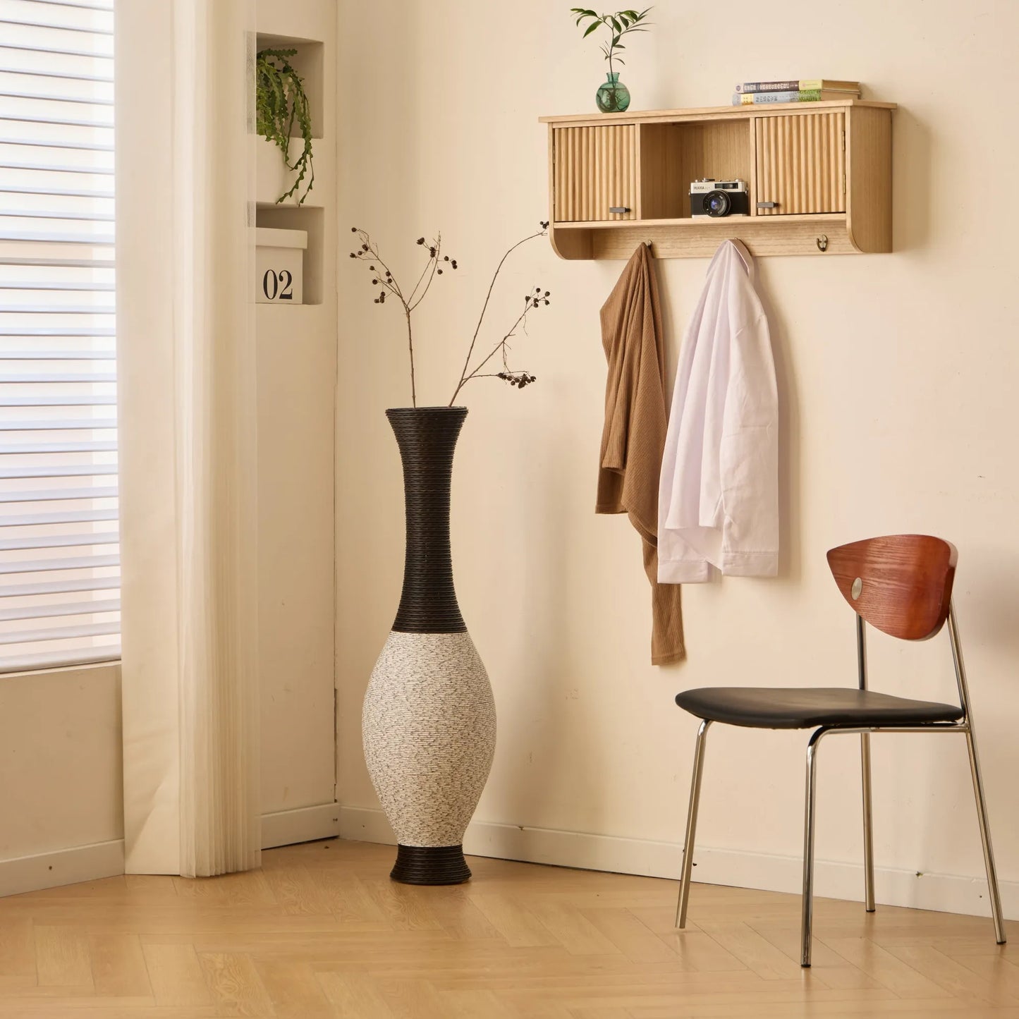39-Inch Tall Designer Floor Vase – Artificial Rattan with Elegant Two-Tone Dark Brown Finish – Decorative Accent for Living Room, Bedroom, or Entryway – view 5