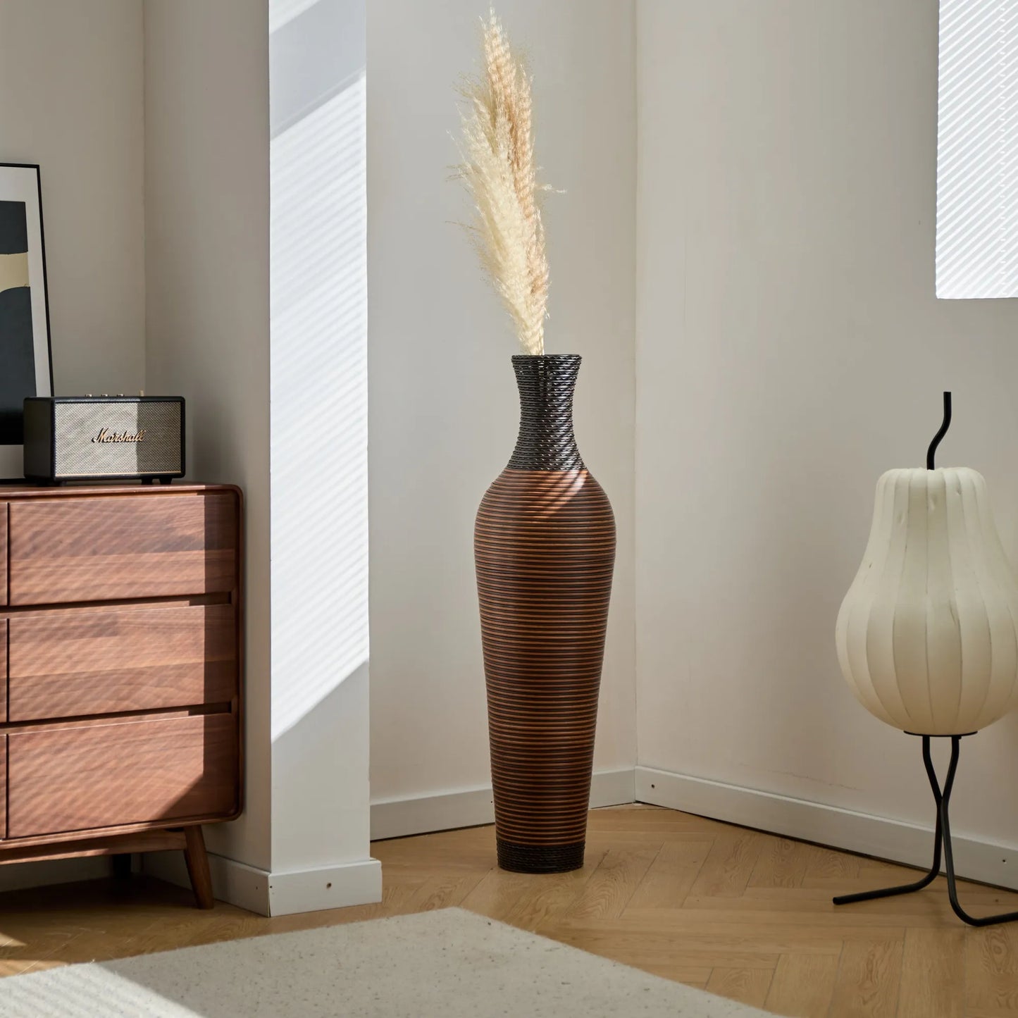 39' Tall Standing Designer Floor Vases with Elegant Two-Tone Dark Brown Finishes - Ideal for Decorating Living Rooms, Bedrooms, Entryways Perfect for – view 5