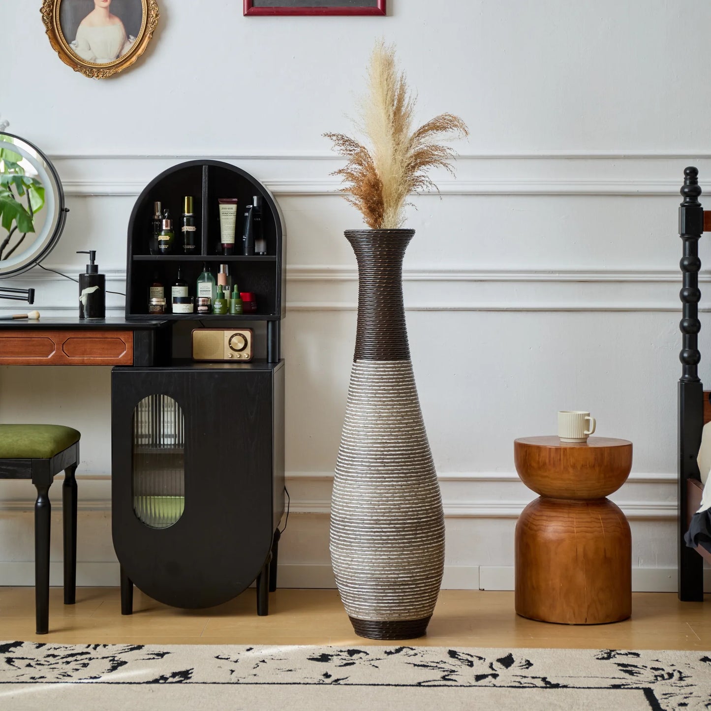 39-Inch Tall Standing Designer Floor Vase - Durable Artificial Rattan - Elegant Two-Tone Dark Brown Finish - Ideal Décor Accent for Living Room – view 5
