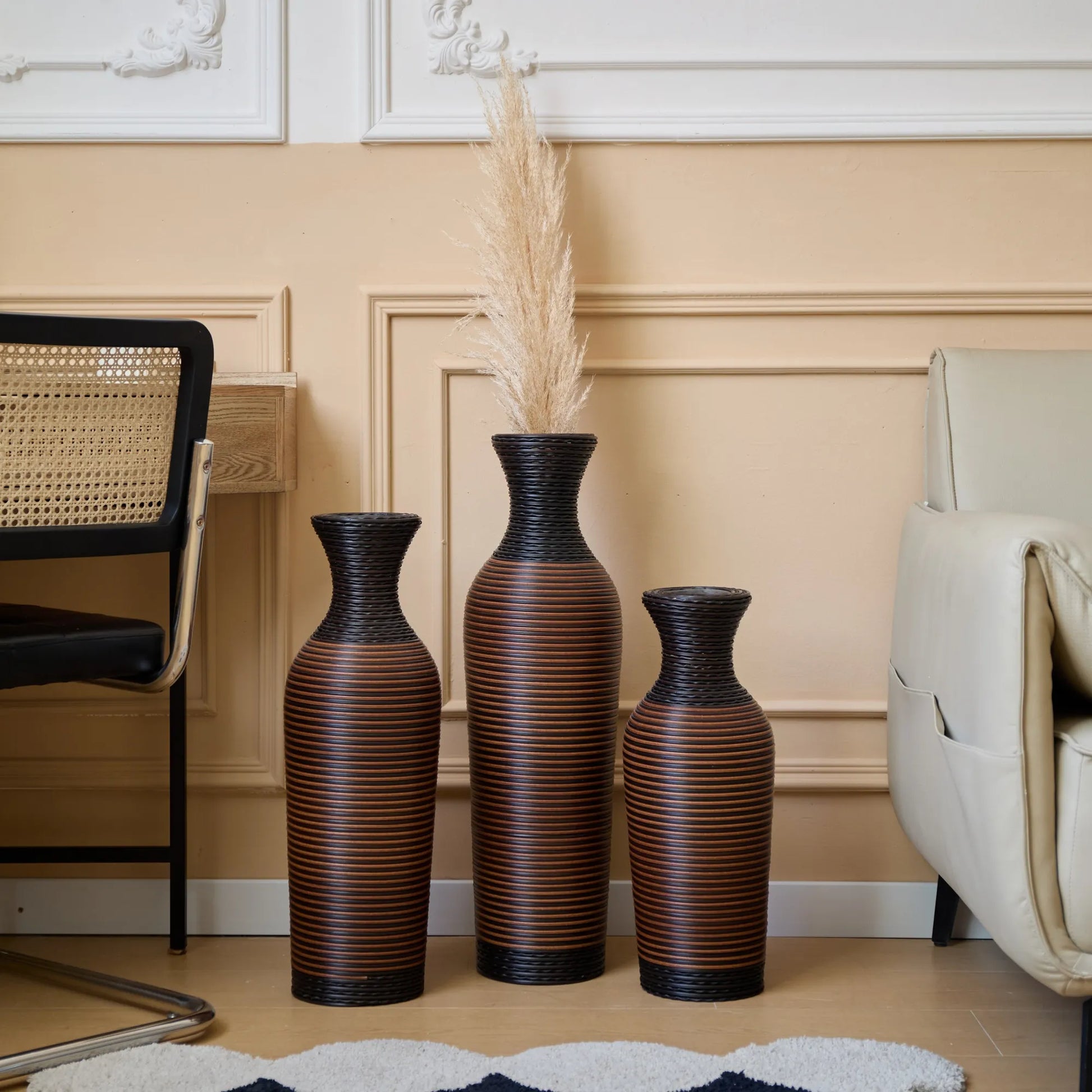 Desktop Vase, Brown Decorative Floor Vase, Classic and Neat Floor Vase, High Independent Flower Stand, Artificial Vine Vase, PVC Floor Vase, Home – view 5