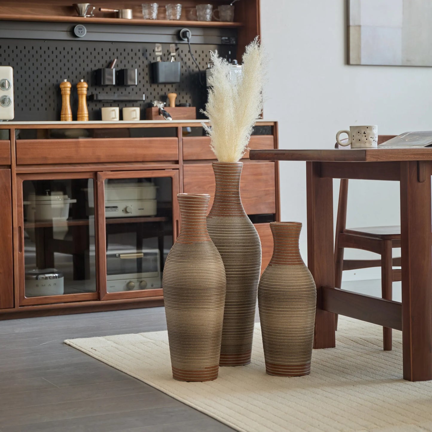 Desktop Vase, Brown Decorative Floor Vase, Classic and Neat Floor Vase, High Independent Flower Stand, Artificial Vine Vase, PVC Floor Vase, Home – view 5