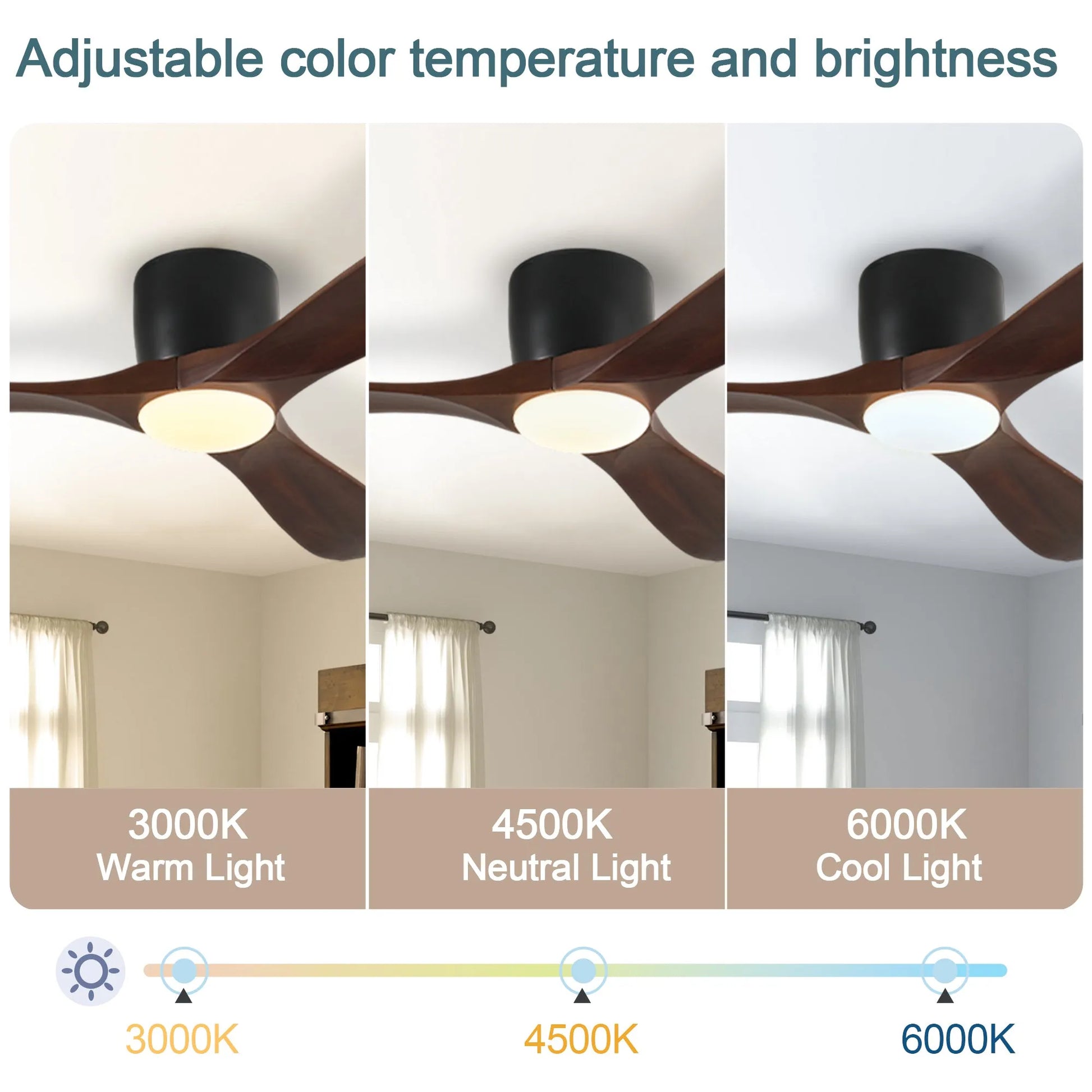 42-inch Ceiling Fan with Light, 3 Dark Walnut Wood Blades, Remote Control, Reversible DC Motor for Living Room – view 5