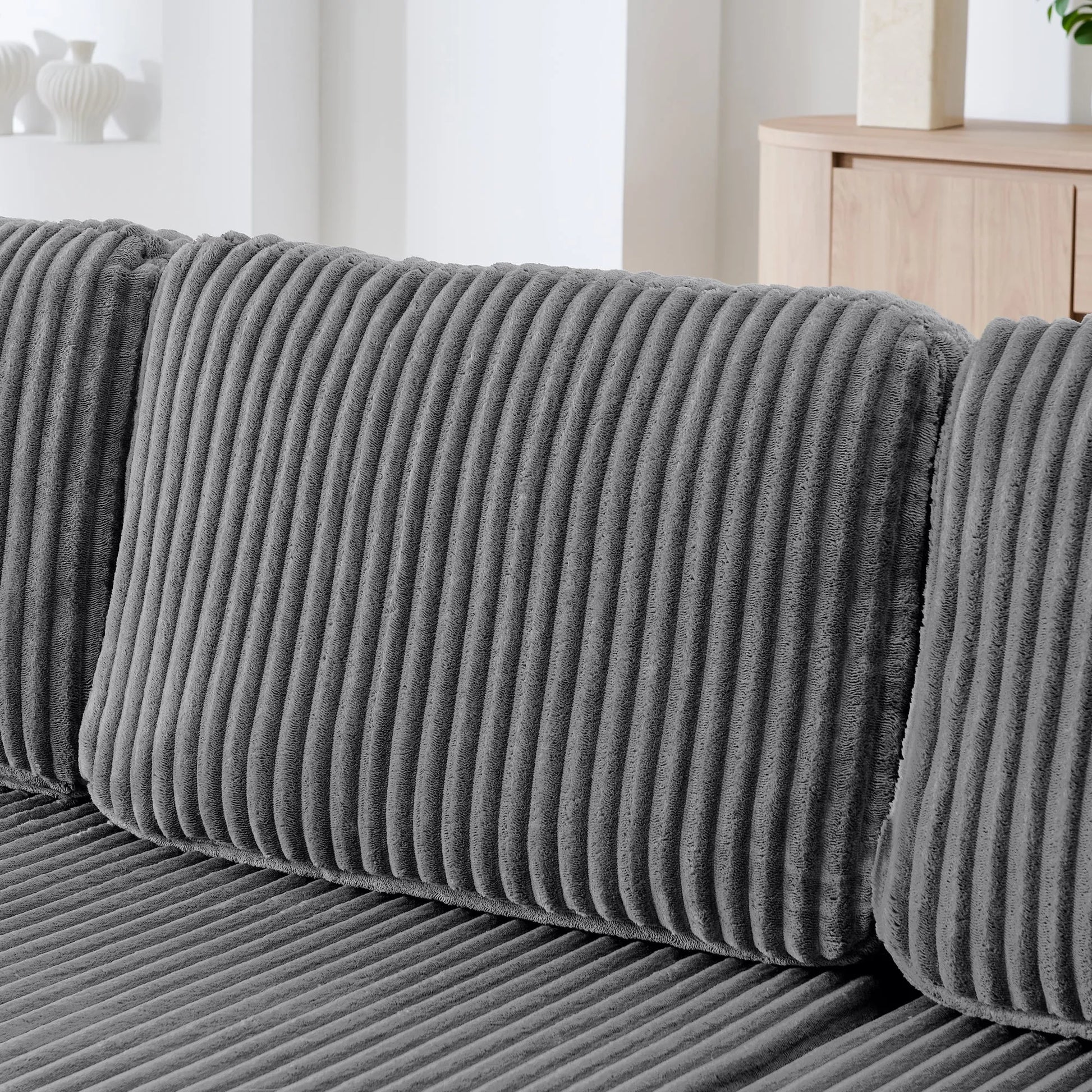 U shape Modular Sectional Sofa, Compressed Sectional Sofa Modern Minimalist Style Corduroy Couch, Sleeper Sofa for Living Room, Bedroom, Comfy – view 5