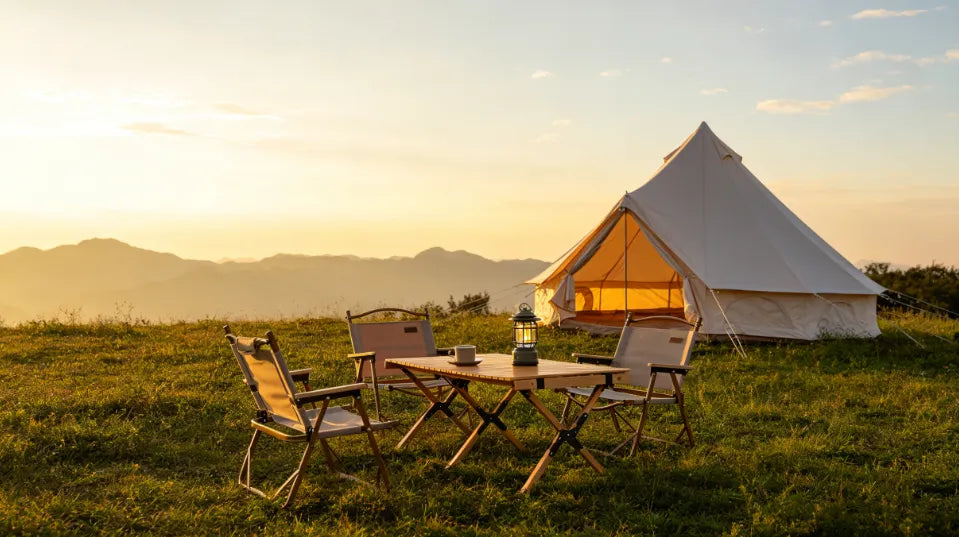 Oxford Bell Tent for Family Camping - Spacious 9.8ft Yurt with Stove Jack, Large Glamping Tents for 3-4 People, 4 Season Oxford Hot Tent Shelter Beige – view 5
