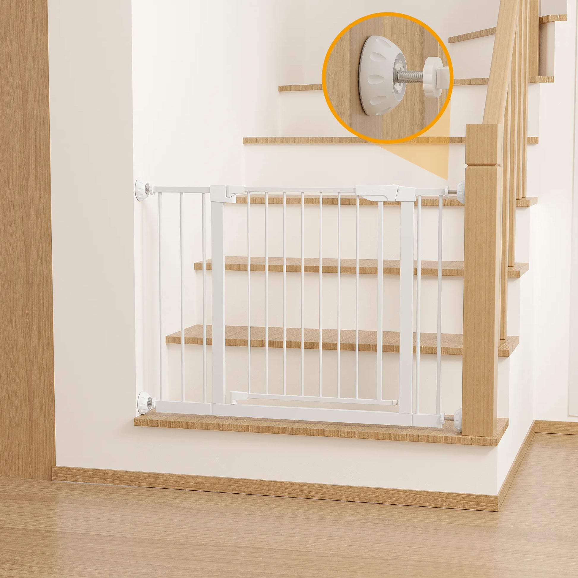 29.5-45.3' Wide Baby Gate with wall protector for Stairs, Dog Gate Indoor for Doorways, No Drilling Pressure Mounted Pet Gates for Kids, Easy Walk – view 5