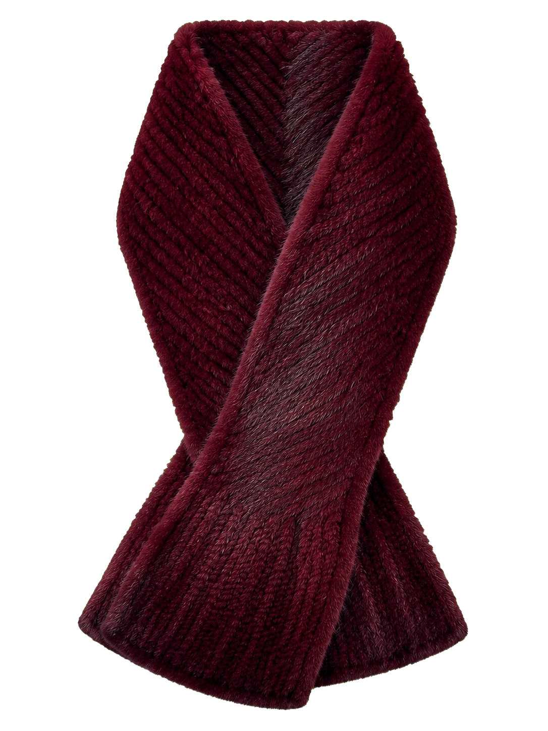 Wine Red genuine mink fur knitted long winter scarf
