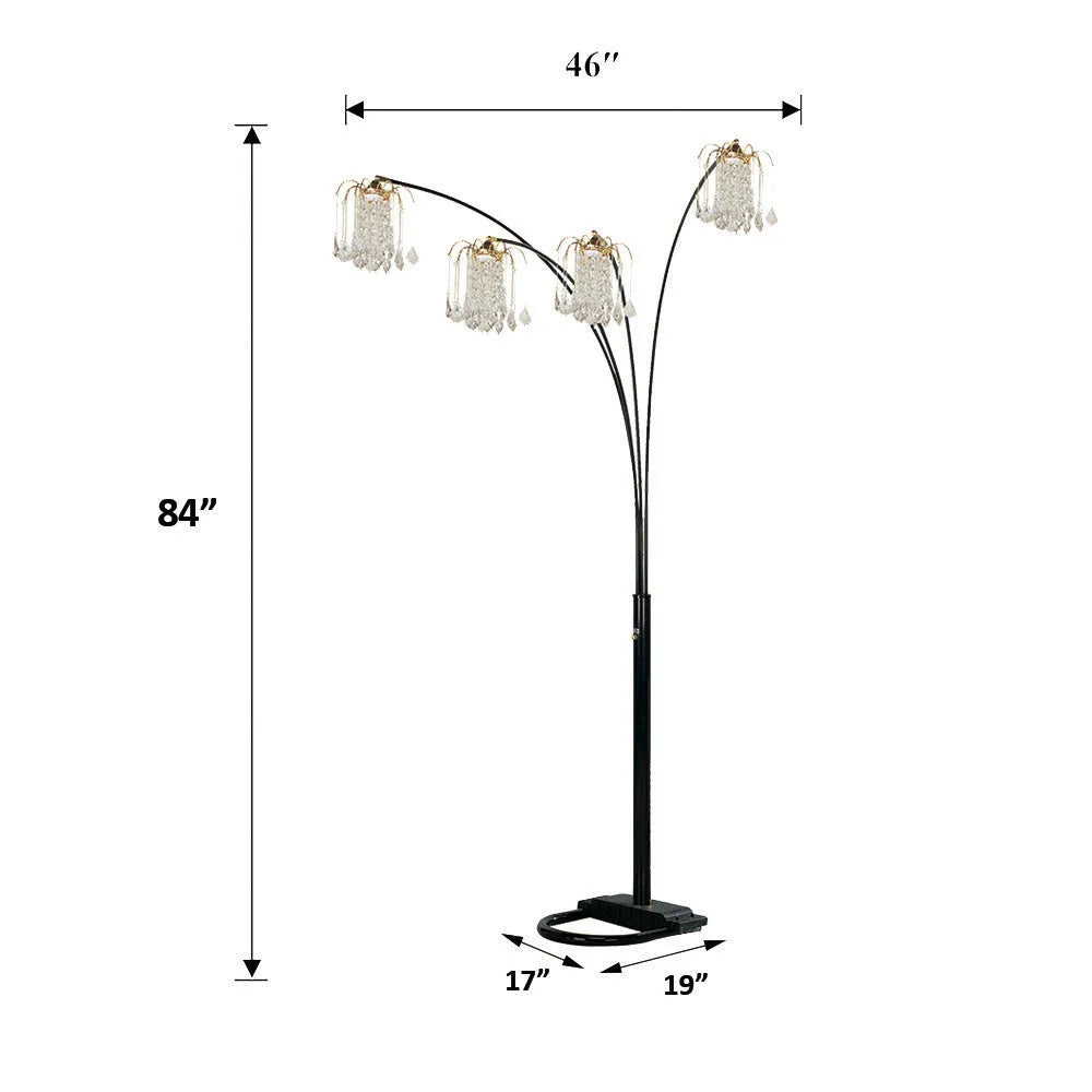 BLACK 4-HEAD CRYSTAL INSPIRED ARCH FLOOR LAMP – view 6