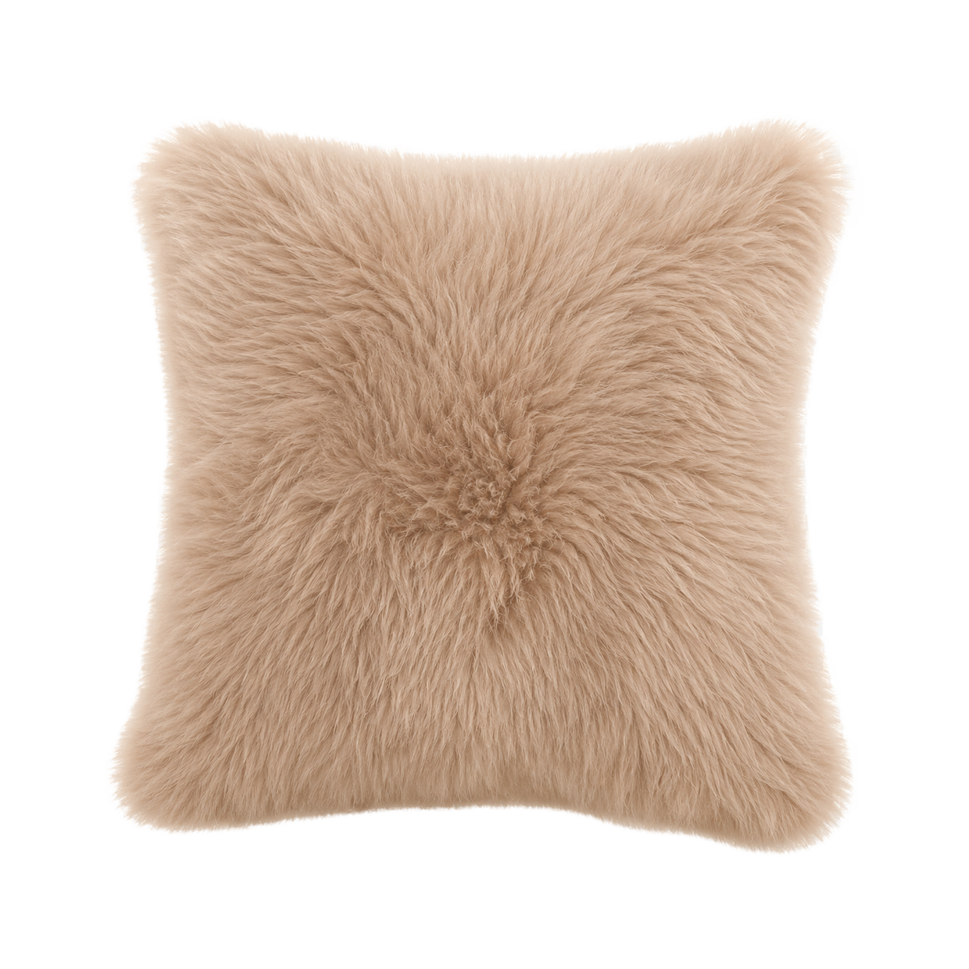 Rose Taupe genuine Australian wool pillow on transparent background