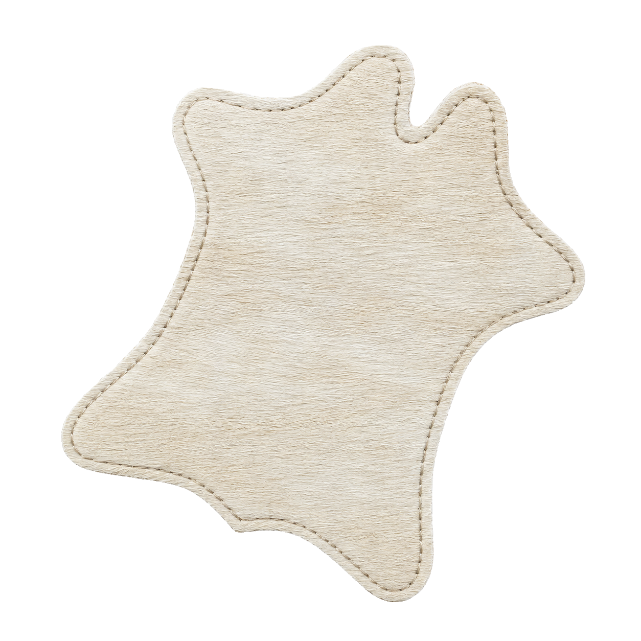Ivory genuine cowhide silhouette coaster showing natural hide variation on transparent background