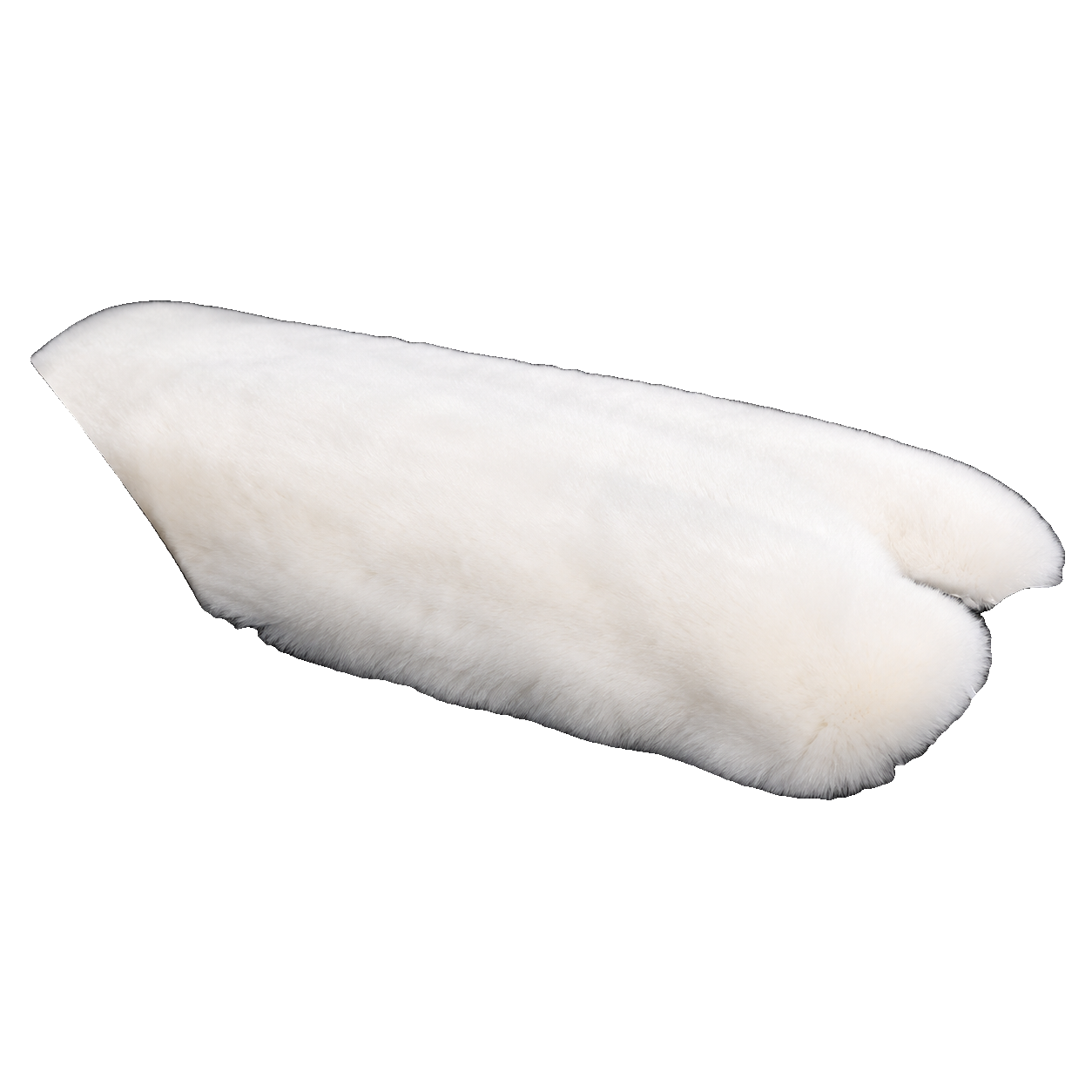 Milky White genuine Rex rabbit fur center console armrest pad on transparent background