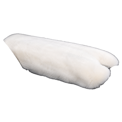 Milky White genuine Rex rabbit fur center console armrest pad on transparent background