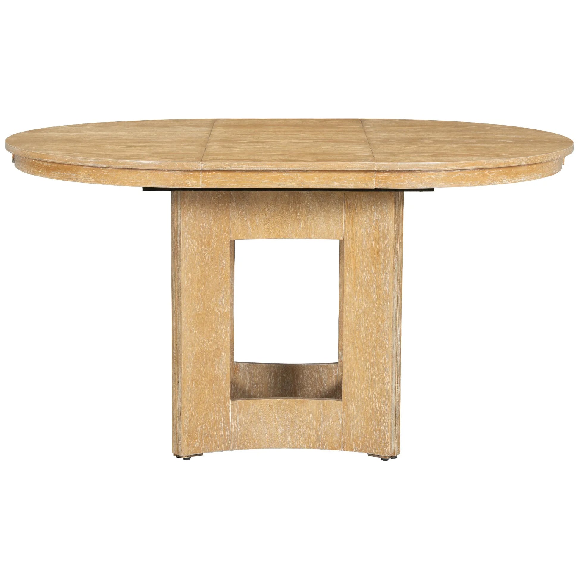 Farmhouse Extendable Round Dining Table with 16inch Removable Leaf for Small Places, Natural – view 6