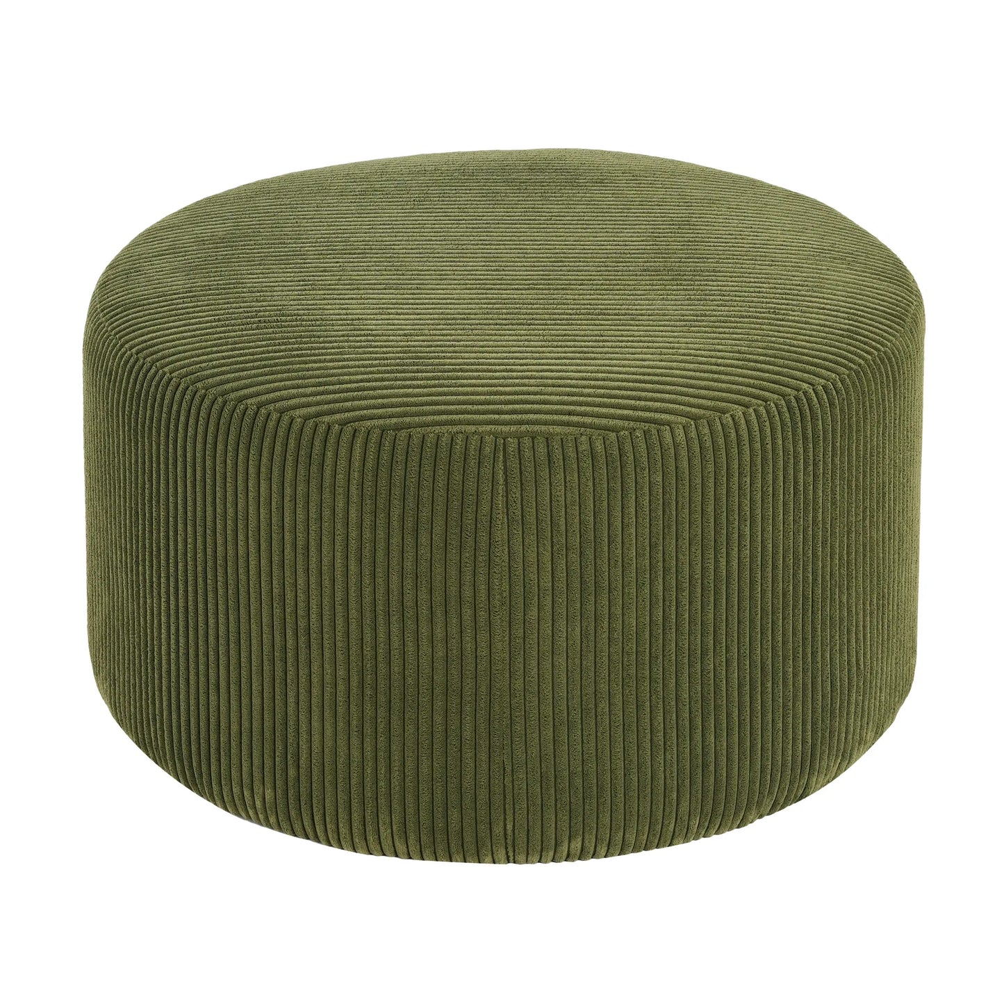 Upholstered Round Ottoman,Olive Green,Corduroy – view 6