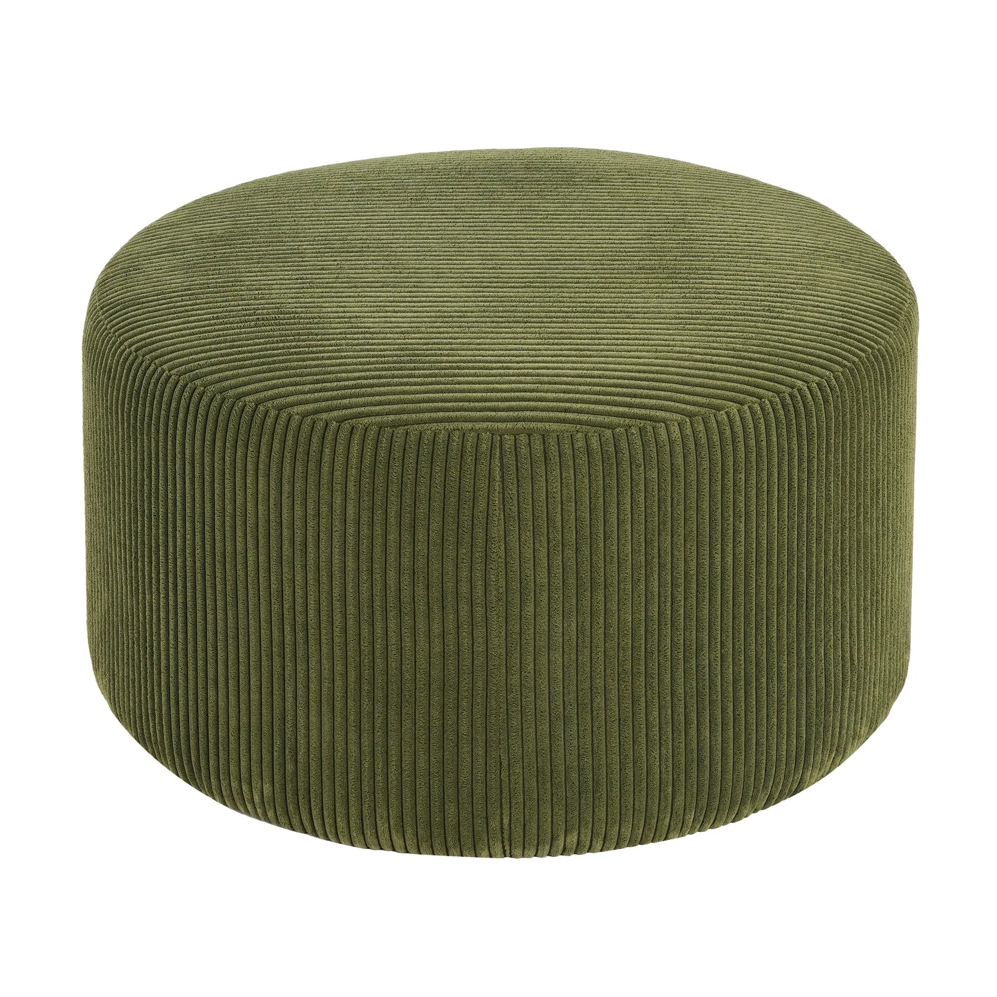 Upholstered Round Ottoman,Olive Green,Corduroy – view 6