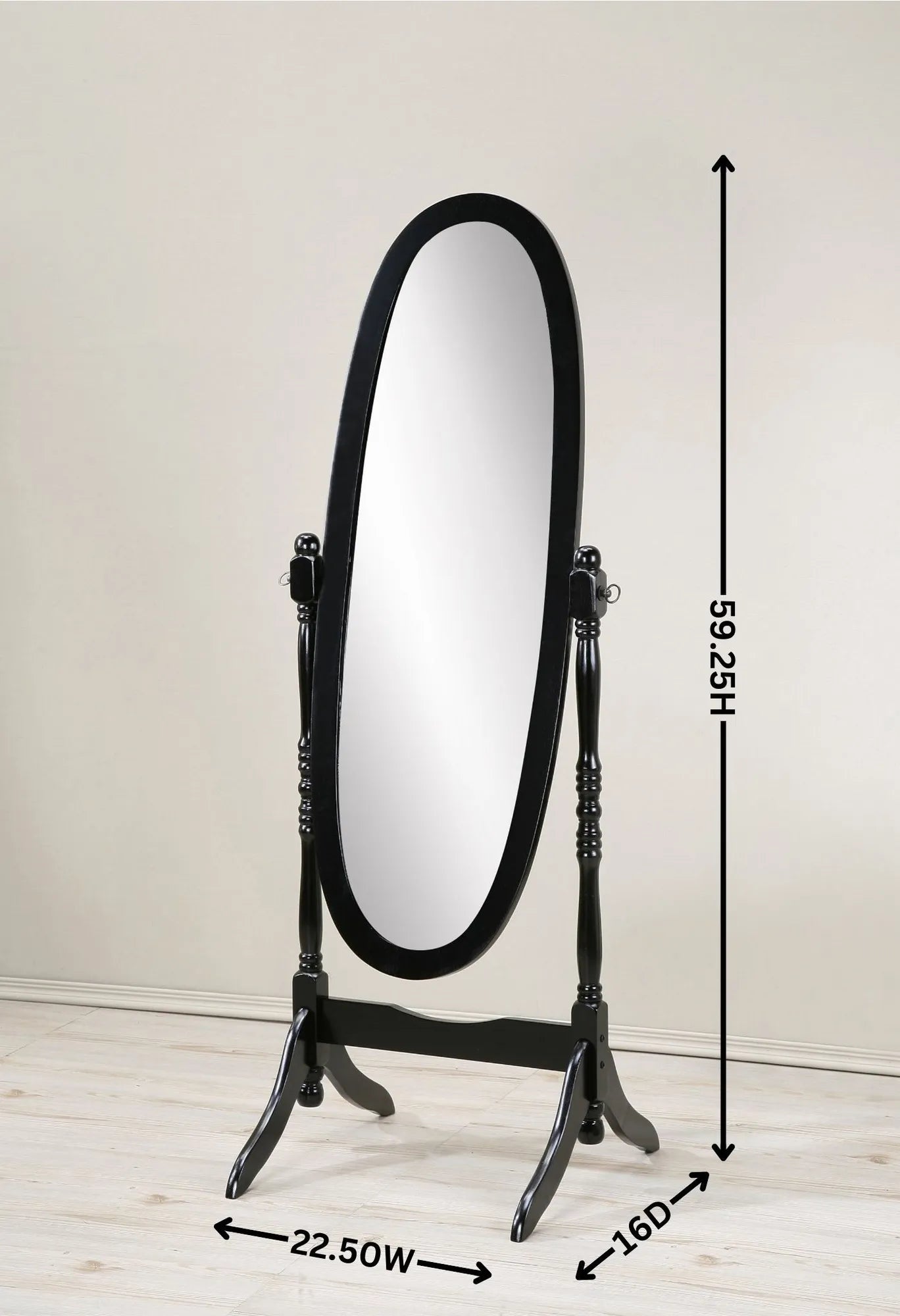Traditional Queen Anna Style Wood Floor Cheval Mirror, Oak Finish – view 6