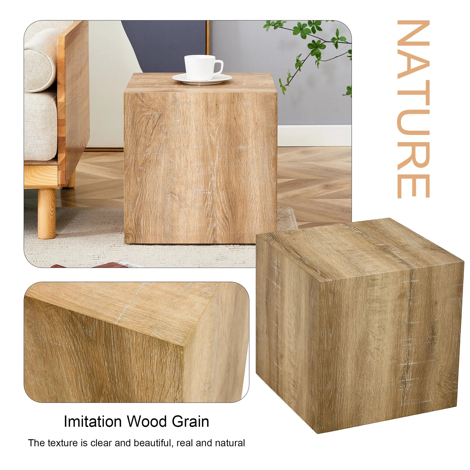 Elevate your living space with this square modern MDF coffee table that showcases smooth, light wood color texture patterns. It is characterized by – view 6