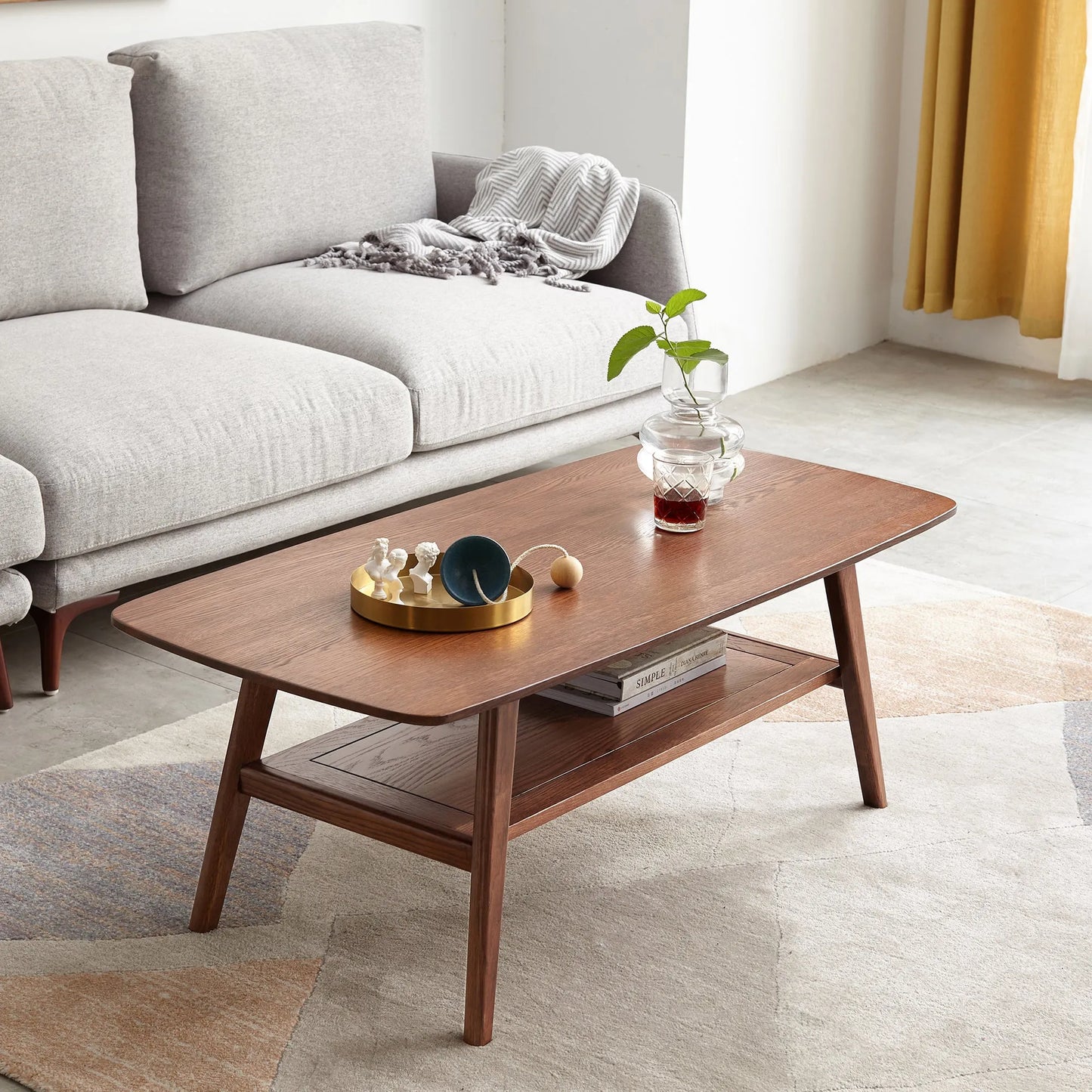 Center table Low Table 100% solid Oak Wood Top plate Desk Coffee table Width 100 x Depth 50 x Height 44 cm Study desk Work from home Easy to assemble – view 6